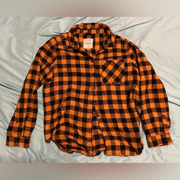 Yellow and Black Plaid Flannel Shirt ladies Large - Picture 2 of 4